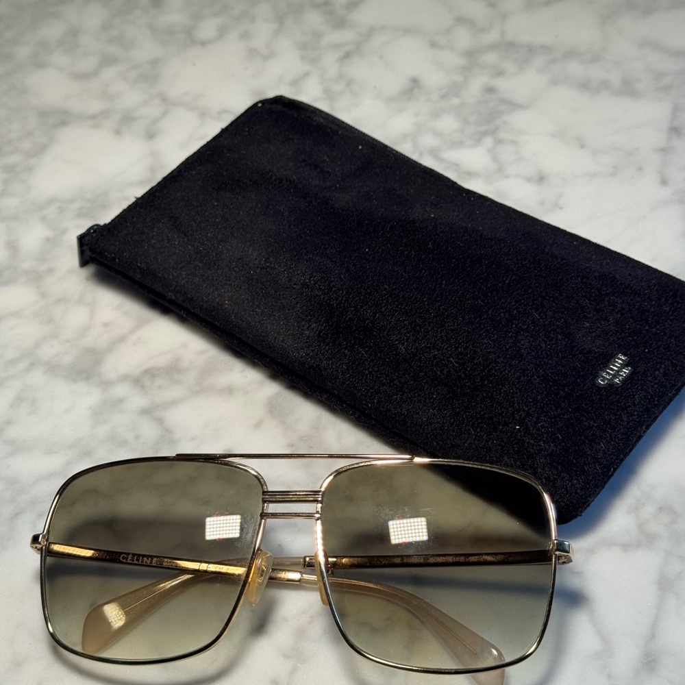 Celine Gold Metal Unisex Sunglasses with Black Soft Case